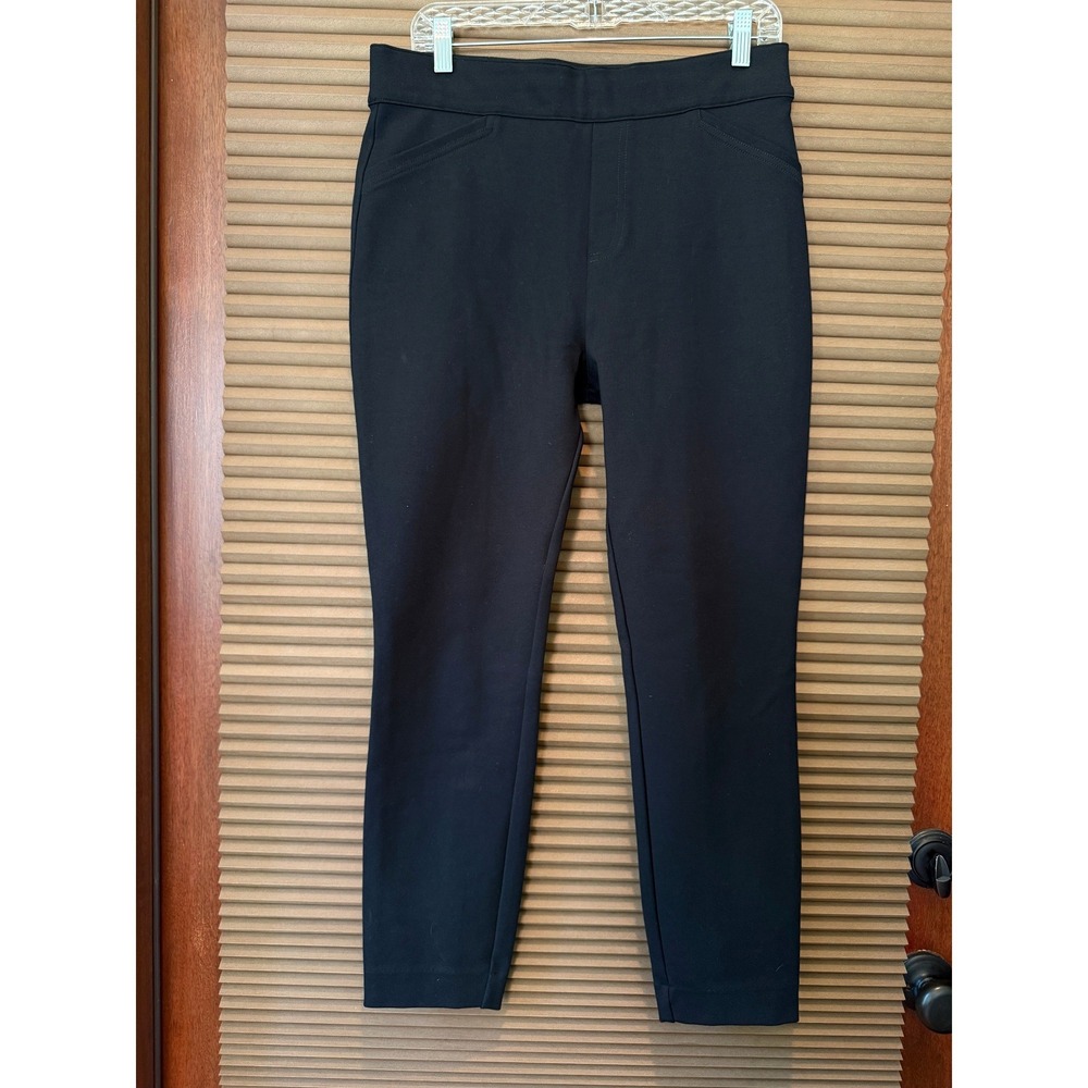 Spanx Pants Womens Large Slim Straight Black Smoothing Stretch EUC